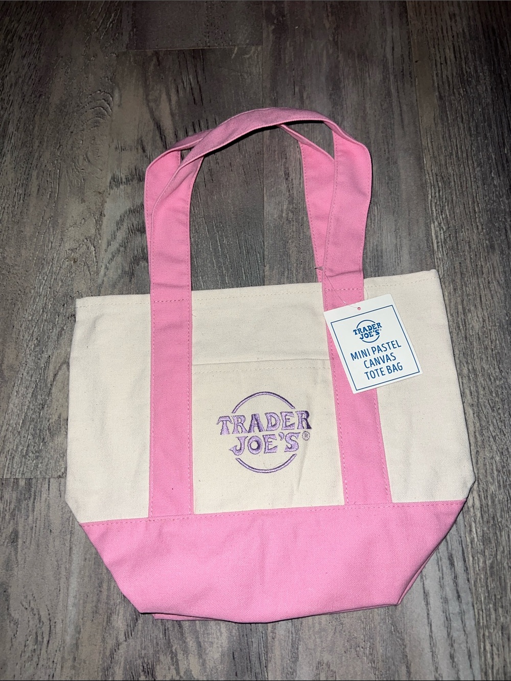 Pink and Cream Canvas Tote Bag